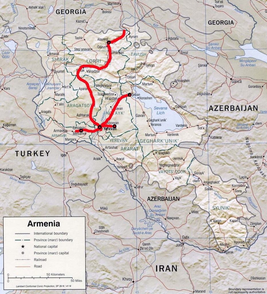 Armenia travel map